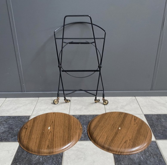 Image 1 of Carrello di servizio pieghevole attribuito a Paul Nagel per Jie Gantofta, Svezia, anni '60.
