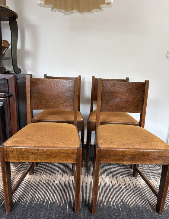 Image 1 of Art-Deco-/Amsterdamer Schule-Set mit 4 Stühlen
