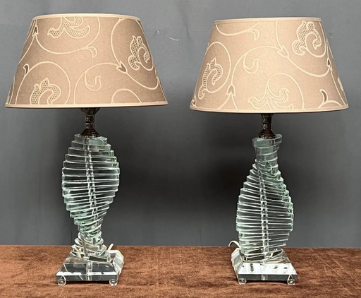 Pair of lamps, massive crystal – tafellampen, Glass (photo 2 of 5)