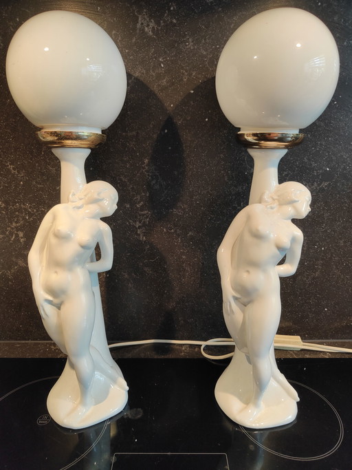 2x Munari Bassano lampe en céramique par Franco Munari Bassano lampes