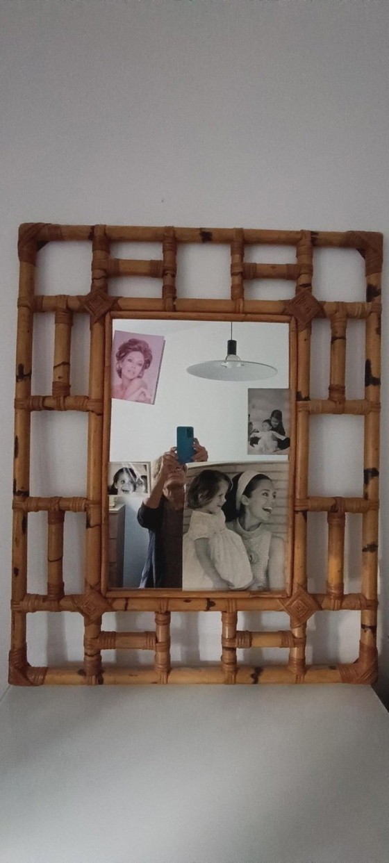 Original 70er Vivai del Sud Bambus Spiegel – Glas (photo 8 of 8)