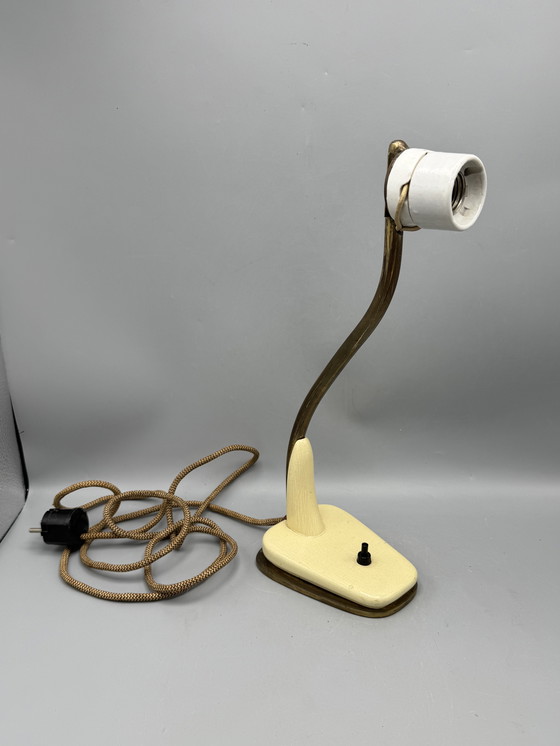 Image 1 of Vintage tafellamp met messing arm