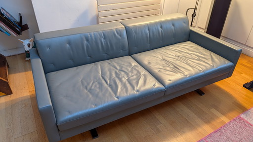 Sofá de cuero gris antracita Poltrona Frau