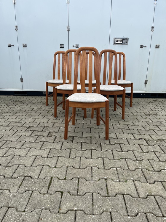 Image 1 of 6x massief teak deense vintage eetkamerstoelen jaren 70