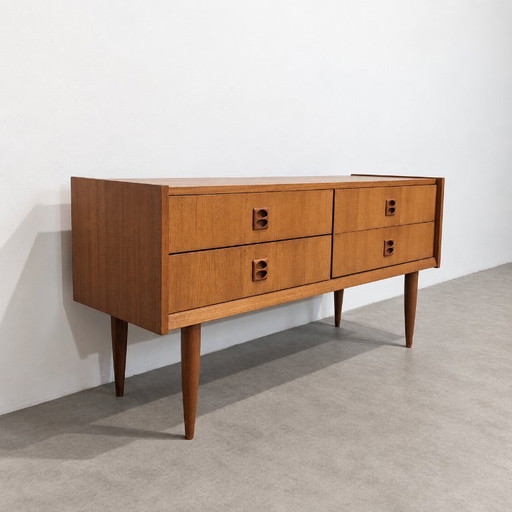 Mid-Century Teak Buffetkast Met Vier Laden – buffetkasten, Wood, Vintage (photo 2 of 10)