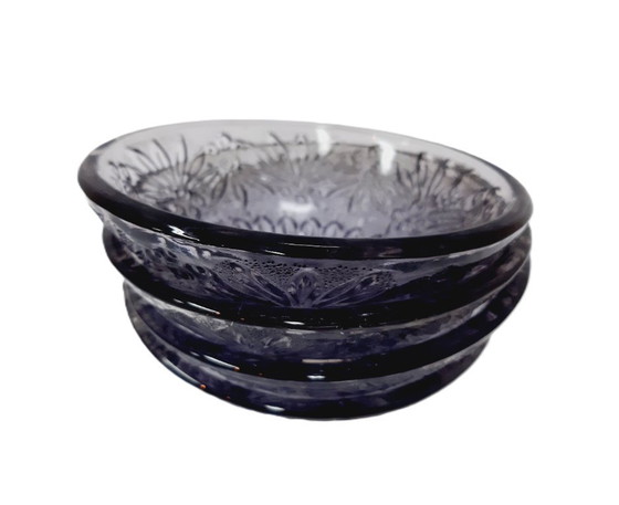 Image 1 of 4 x vintage paarse glazen dessertkommen