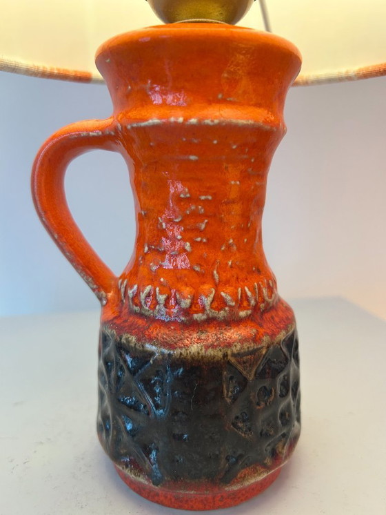 Image 1 of Lampe de table Fat Lava - fabriquée à partir d'un vase Jasba original des années 1970.