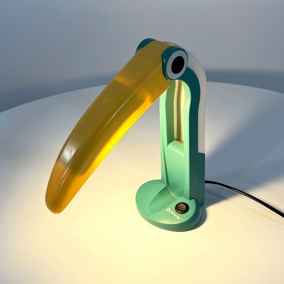 Image 1 of Lampe Toucan Vert Mer et Jaune par H.T. Huang pour Huanglite, années 1980