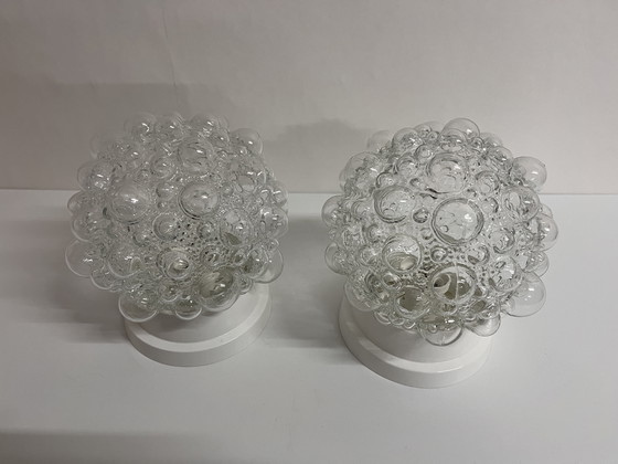 Image 1 of 2 stuks vintage helder glas Helena Tynell Bubble plafondlamp wandlamp