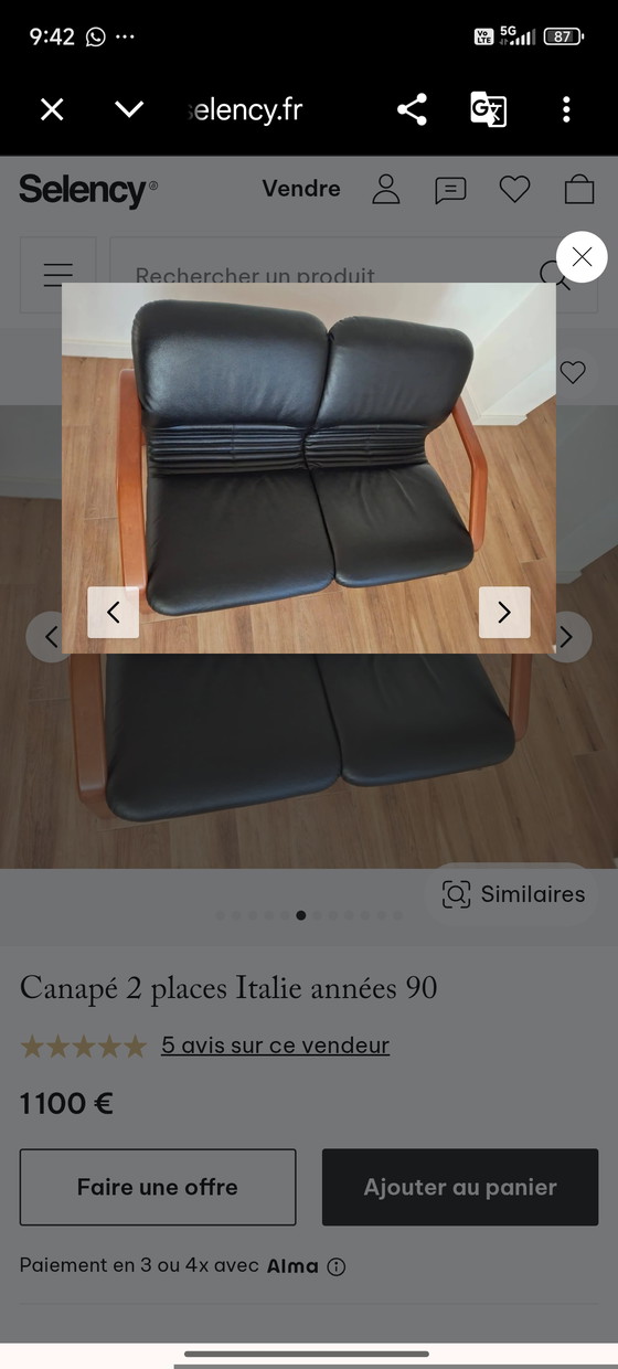 Image 1 of Vintage 2-seater leather sofa