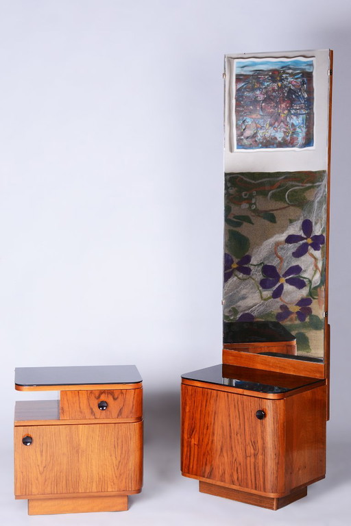 Restaurierter Art Deco Schminkspiegel, von J. Halabala für UP Zavody, Tschechisch, 1940er Jahre