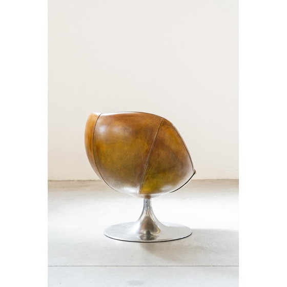 Image 1 of Pair of vintage leather swivel armchairs, Italy 2000