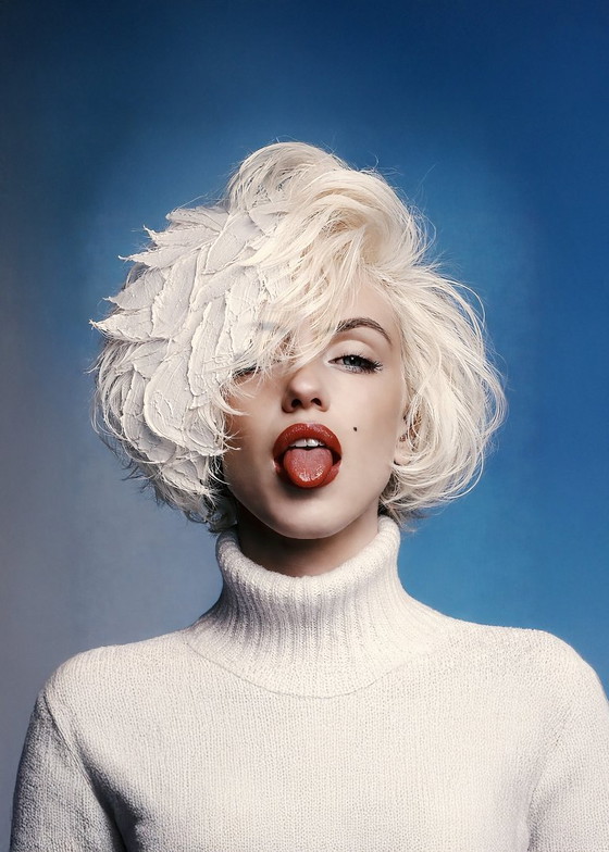 Marilyn Monroe Porträt Kunstdruck, Kunstdrucke, Papier, Blau, Modern (Foto 5 von 5)