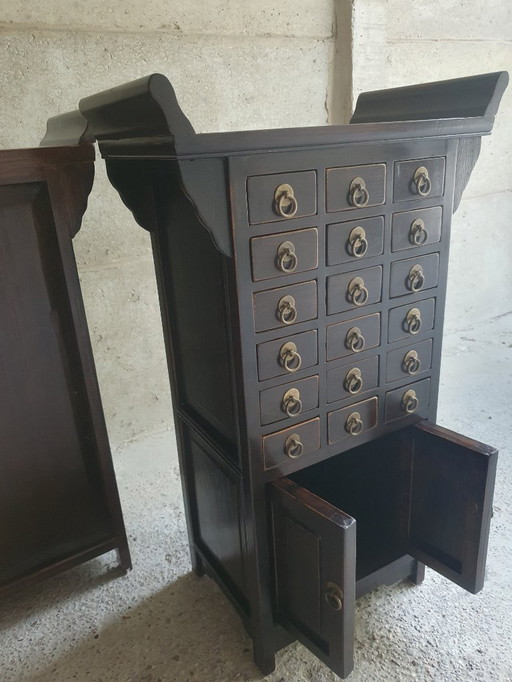 Pair Of Vintage Asian Apothecary Cabinets
