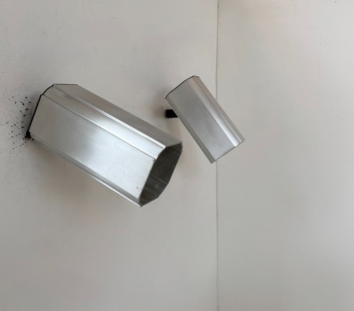 Paar verstellbare Vintage-Wandleuchten, eloxiertes Aluminium, Frankreich, 1980