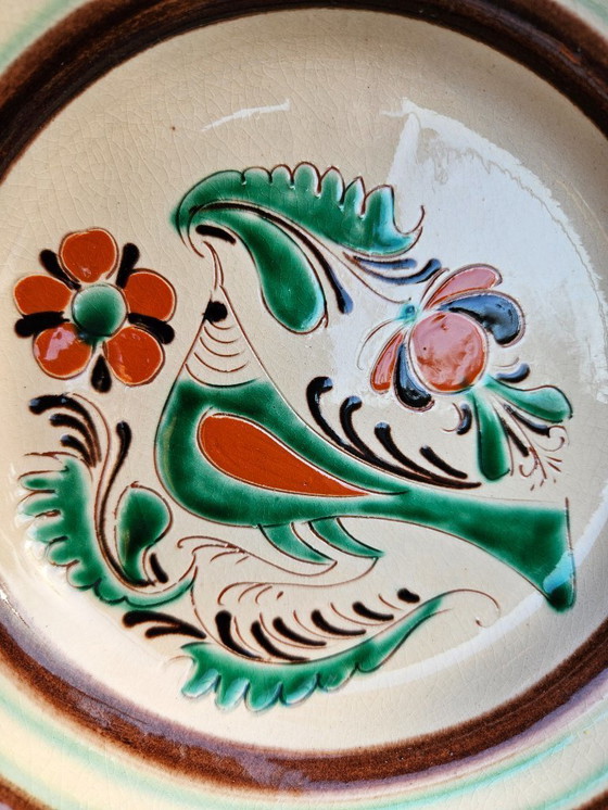 Image 1 of Wall Plate Folk Art Pottery Made By Imre Szűcs (1948-) A Well Known Hungarian Ceramic Artist | Vintage Handmade Hand-painted
