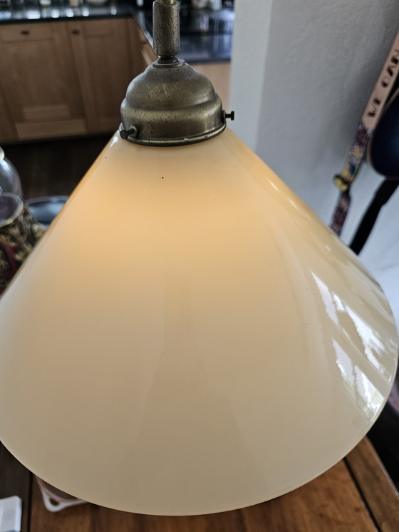 Image 1 of Bella lampada a sospensione regolabile in vetro/ottone