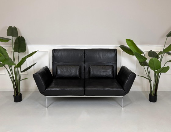 Image 1 of Brühl Roro Soft Sofa Leder Schwarz Garnitur Schlafsofa