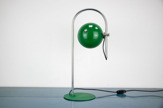 Lampada da scrivania eyeball verde, Space Age, anni '70, Lampade da scrivania, Metallo, Cromo (foto 2 di 5)