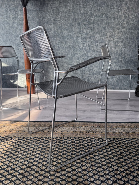 Image 1 of Juego de 3 sillas apilables cromadas "Sultana" de Arrben International, ca 80s