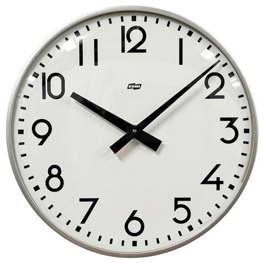 Vintage-Wanduhr aus Silber von ESMI, 1980er Jahre