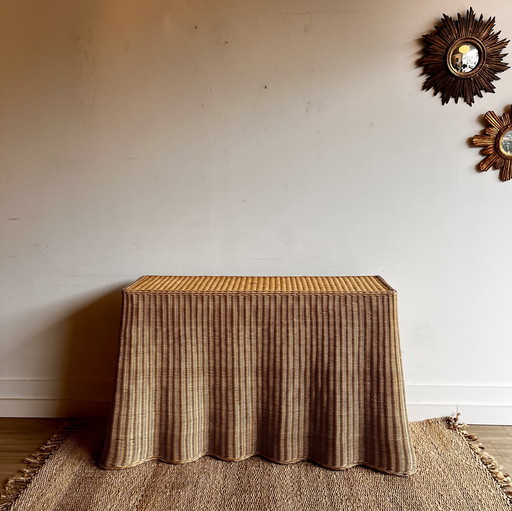 Rieten rotan Trompe L'oeil gedrapeerde consoletafel
