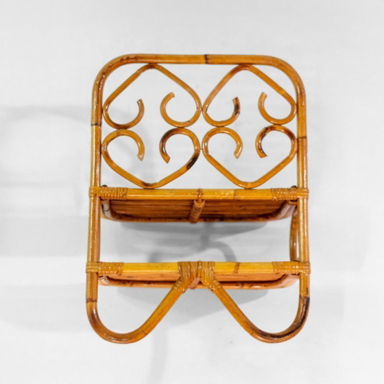 Image 1 of 1x Mid-Century Italian Small Bamboo and Rattan Bookcase, 1960s