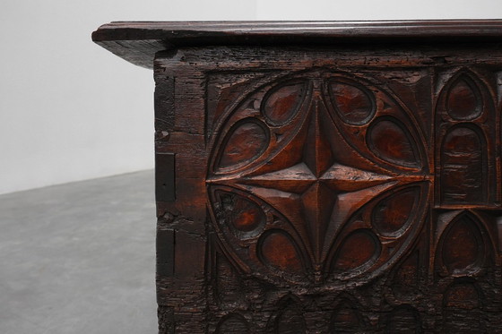 Image 1 of 16th Century Gothic Carved Oak Chest, France