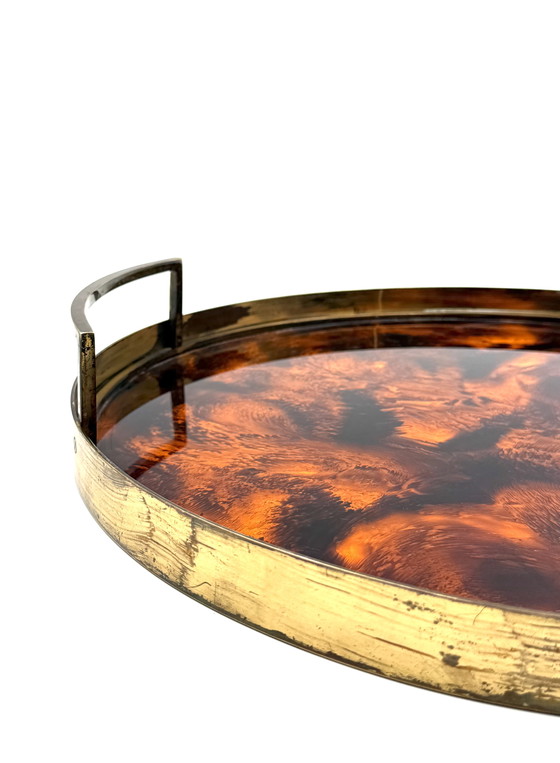 Image 1 of Hollywood Regency Rundes Tablett, Italien 1970er
