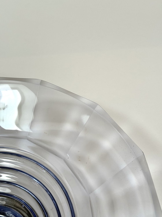 Image 1 of Splendida ciotola in cristallo viola Art Déco su base in metallo