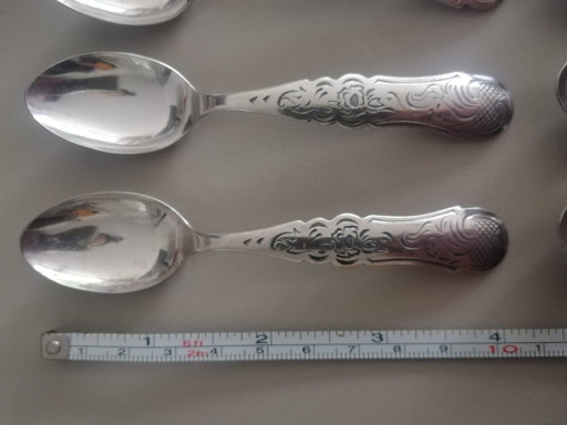 Biedermeier-Teelöffel, versilbert (90), 12 Stück
