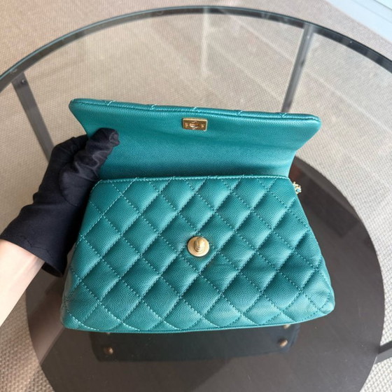 Image 1 of Chanel Coco Handle Small - Caviar Quilted Grained Calfskin Green Gold Hardware Series 27