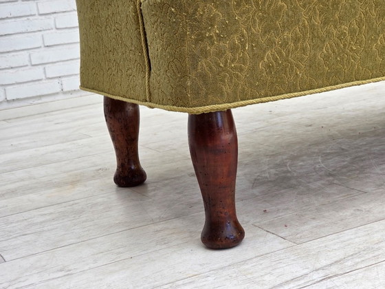 Image 1 of 1950s, Danish 2-seater sofa, green furniture wool fabric.