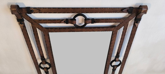 💎✨ Exceptional Jean-Pierre Ryckaert Mirror Iron leather-style, France 1960s ✨💎 – Glass (photo 19 of 20)