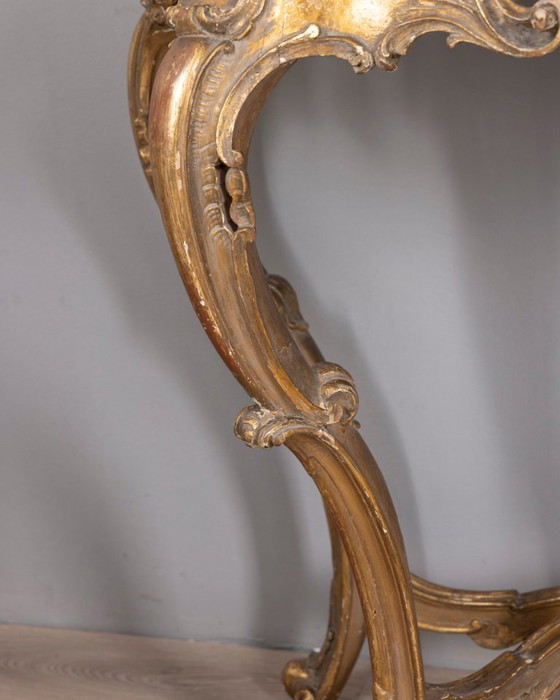 Antique classic style console table in wood decorated with mirror from the late 19th century, Gold (photo 8 of 21)