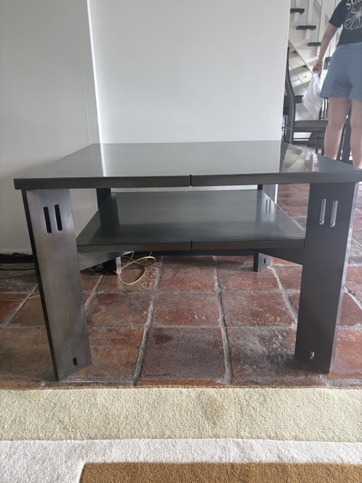 Giorgetti 2x Hoektafel Met Tussenblad – bijzettafels, Glass, Wood