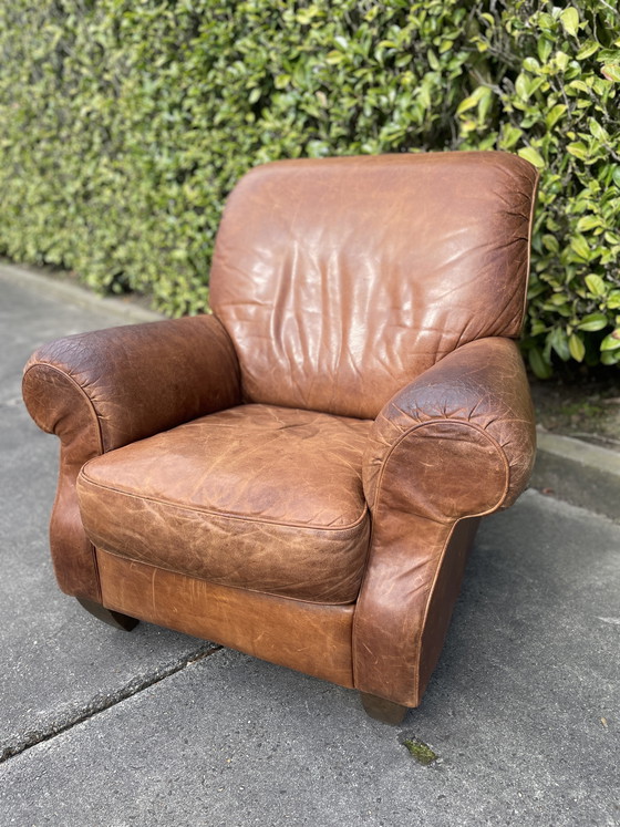 Image 1 of Fauteuil club vintage en cuir - Design italien