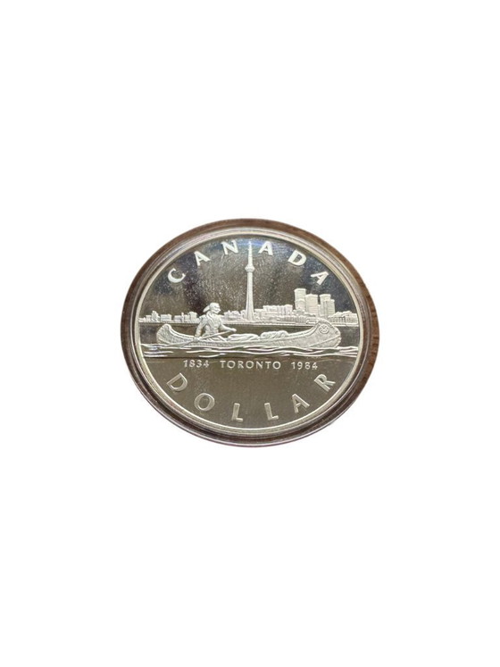 Image 1 of Canadese zilveren munt uit 1984
