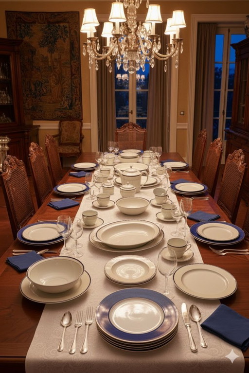 Service de table Guy Degrenne. 117 pièces, complet. Porcelaine de Limoges. Neuf.