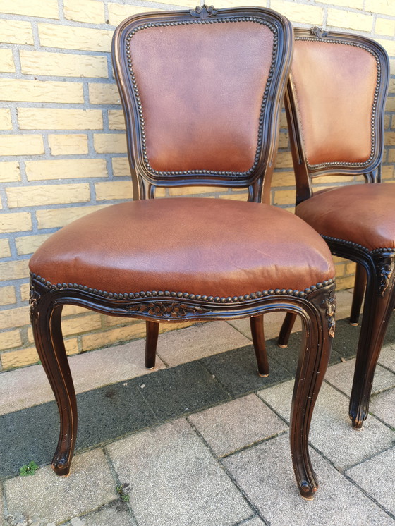 Image 1 of 4 chaises de salle à manger Louie Seize