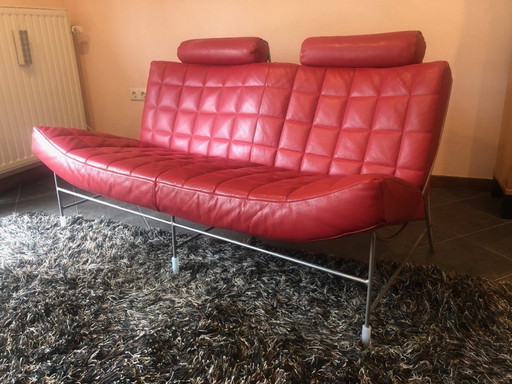Zweisitzer-Sofa Leolux Volare Design aus rotem Leder