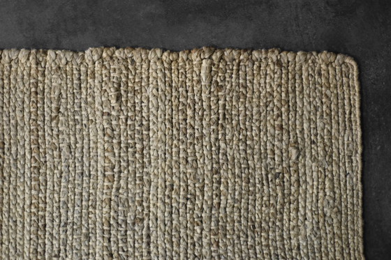 Image 1 of Vintage Indiaas natuurlijk bruin platgeweven jute tapijt, jaren 70