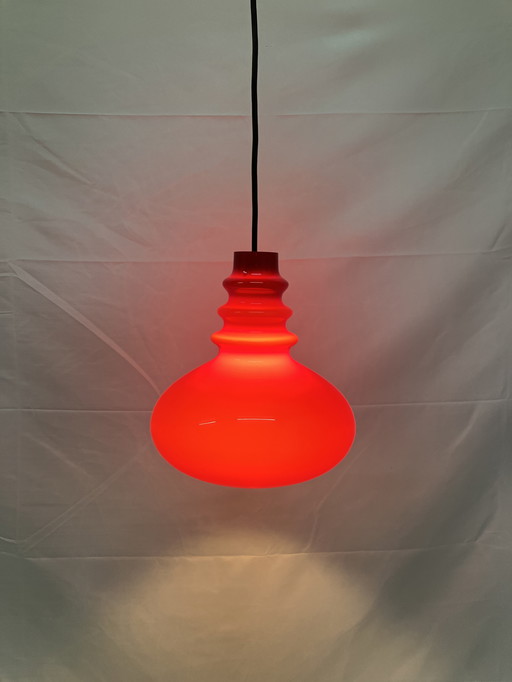 Peill & Putzler Red Lipstick Glass Pendant Lamp 1960s
