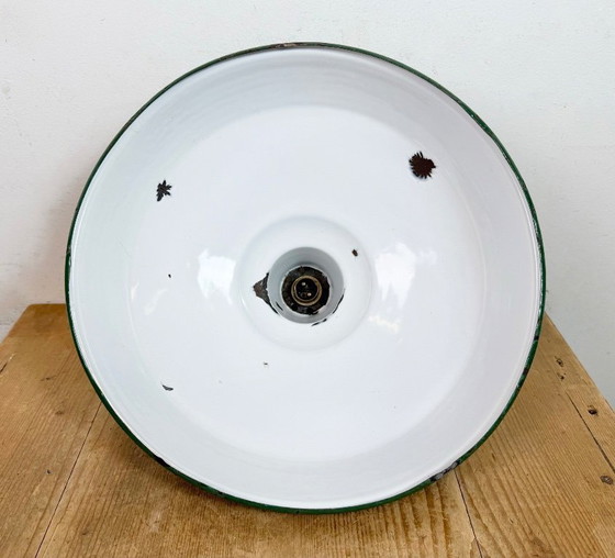 Image 1 of Industrial British Green Enamel Factory Pendant Lamp, 1960s