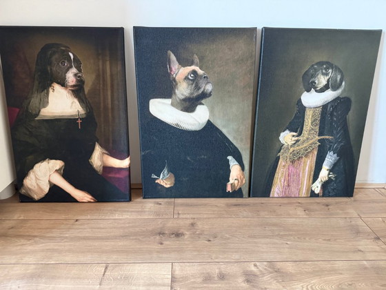 Image 1 of 8 retratos de perros en lienzo