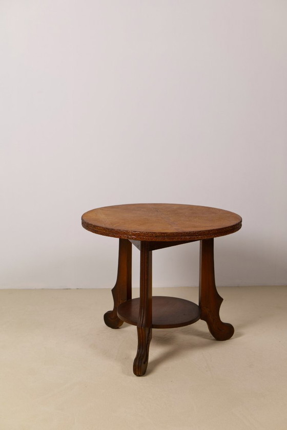 Image 1 of Tavolino laterale Art Déco a due livelli in rovere, Belgio, anni '30