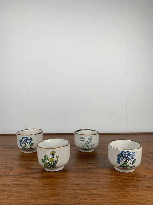 Set Of 4 "Herbarium" Tea Cups, 1960/70, Ceramic