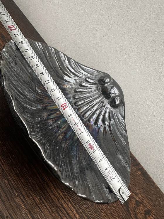 Image 1 of Trio of iridescent black ceramic dishes / Empty Pockets Shell shape