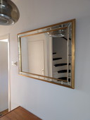 Specchio di lusso vintage Dekundt sfaccettato color oro, anni '70