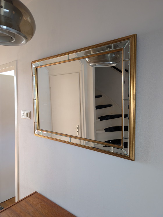 Image 1 of Vintage Dekundt luxe spiegel facet geslepen goud jaren 70 